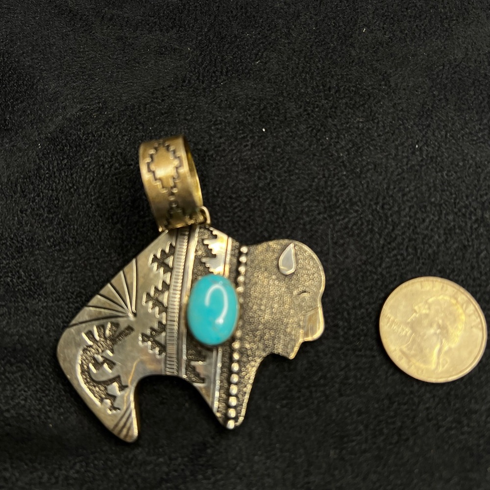 Tommy Singer buffalo turquoise pendant